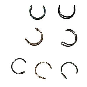 Stainless Steel Nose Rings & Septum Hoops Set Of 7 Mixed Color Fashion Jewelry